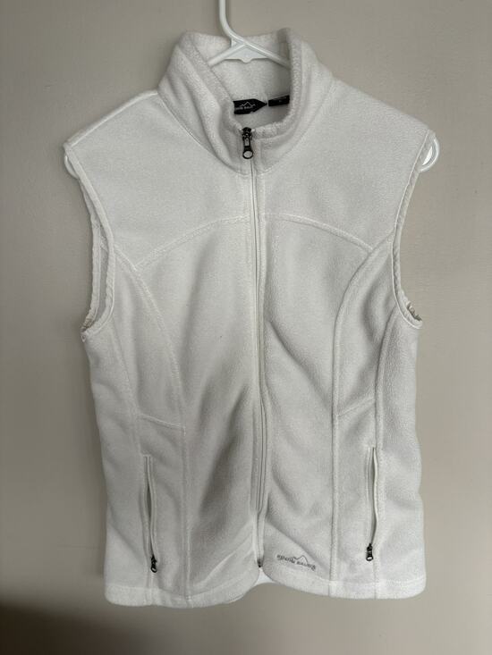 Eddie Bauer Jackets & Blazers - Eddie Bauer Vest Women's M Ivory White Fleece Full Zip Pockets Cozy Warm Hike